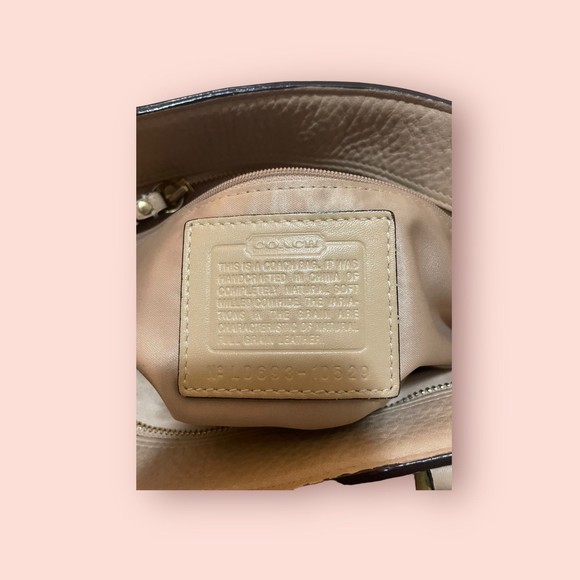 Coach 10529 Hampton Beige Pebbled Leather Braided‎ Band Large Tote Shoulder Bag - Picture 8 of 11